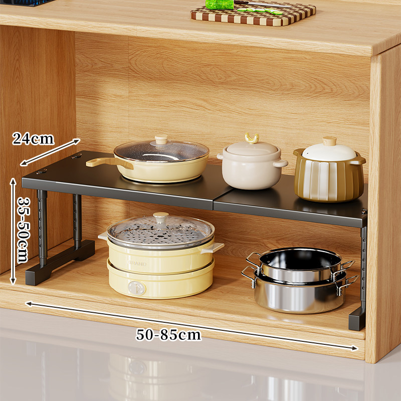Estante de Cocina para Microondas de Acero al Carbono Extensible y Multifuncional