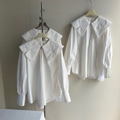 高品質ジッパー付きドールカラー水洗い綿大判シャツ女性用25春新作婦人服