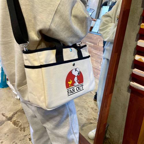 Japan and Korea Dongdaemun Snoopy crossbody bag cute cartoon handbag casual large capacity single shoulder canvas bag color matching