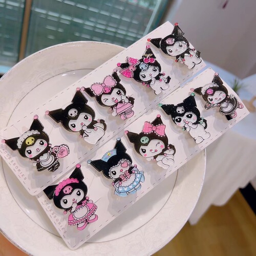 Kuromi headdress black sweet hairpin hairpin kuromi children's hair accessories cute girls acrylic glitter duck