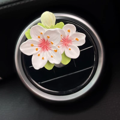 Car Perfume Aromatherapy: Decoration Diffuser Stone Flower Car - white-peach-blossom-air-outlet-1-bottle-of-perfume-included-other-scents