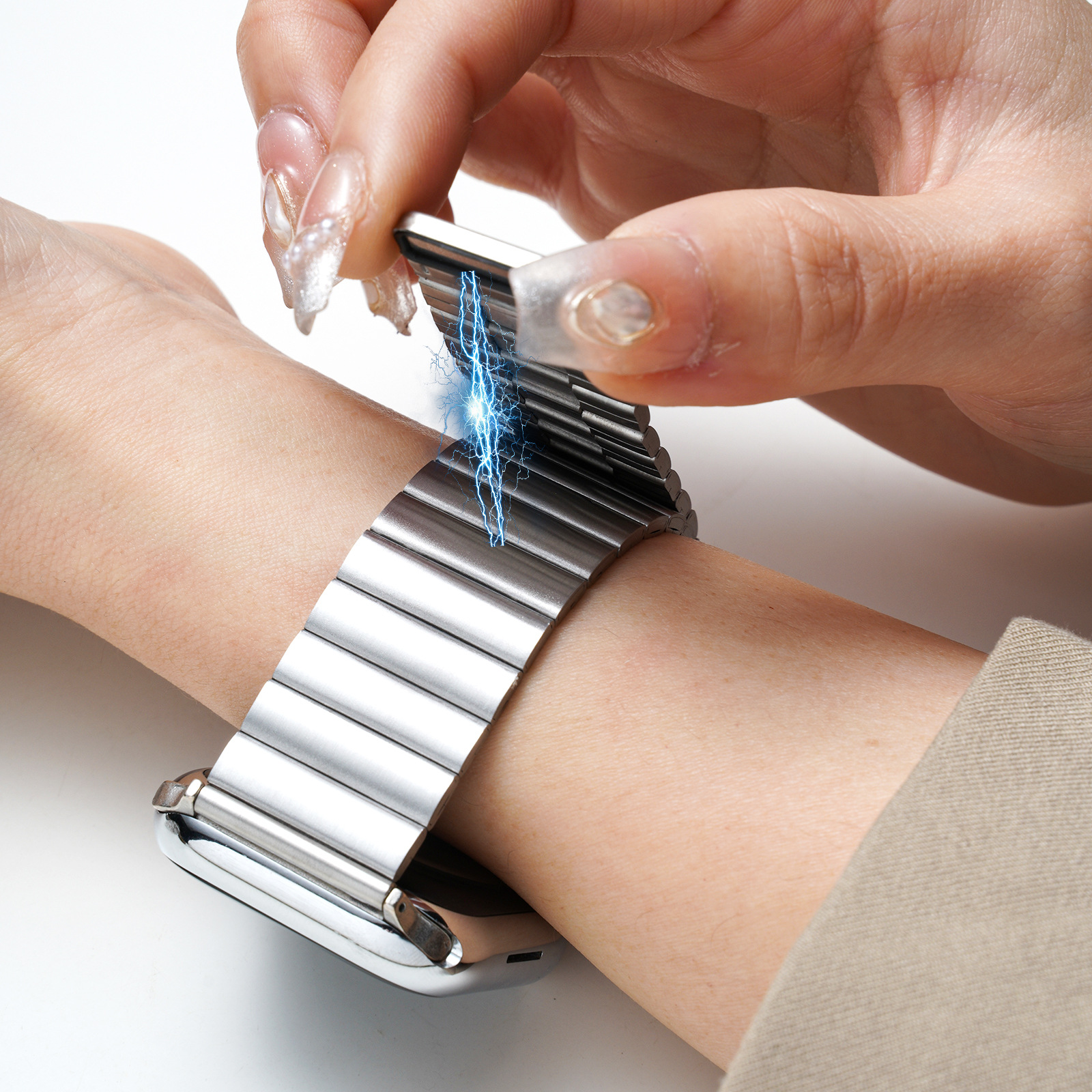 Suitable for apple watch strap, iwatch stainless steel magnetic strap, apple watch 89SE, Samsung Huawei gt Application Scenario