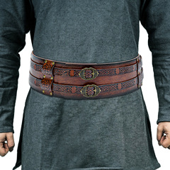 Nordic Viking style embossed wide belt European medieval retro girdle knight style belt cross-border hot sale