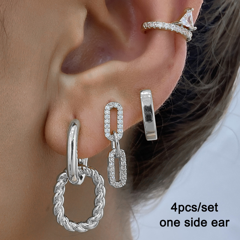 Triangular Diamond Earcuffs For Women Non-pierced Luxury Design_voghion.com
