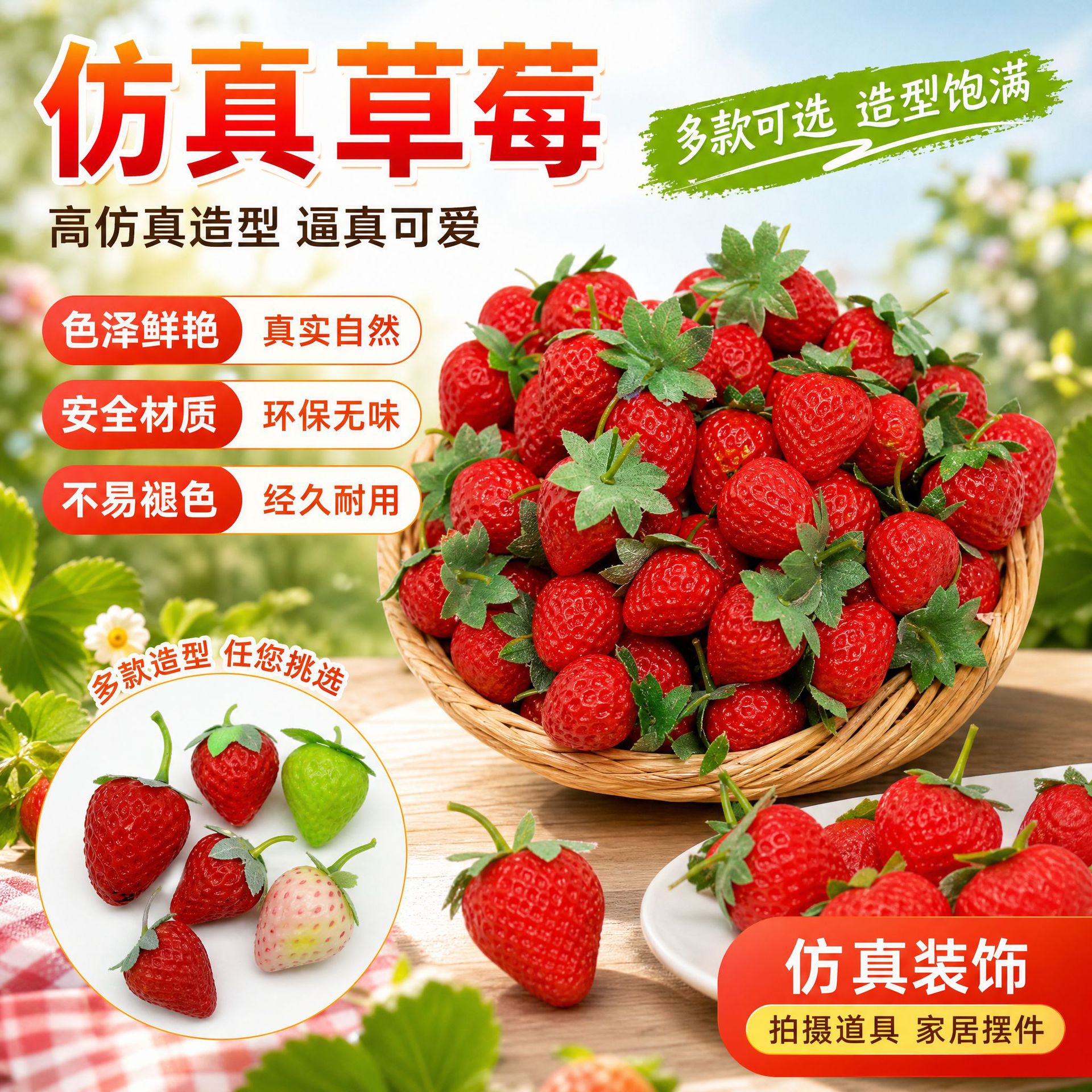 Simulation strawberry model Plastic small strawberry fruit…