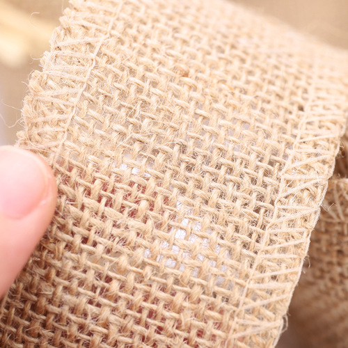 Factory direct sale DIY handmade Christmas wedding craft lace linen roll original color linen ribbon 5m long