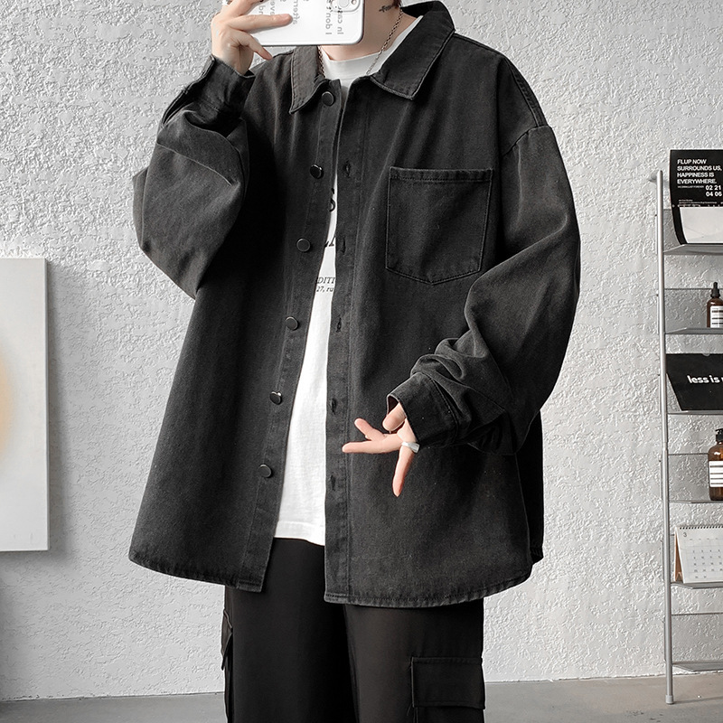 Cs502 Japanese-Style Denim Shirt for Men, Gray, 2026 Spring and Autumn Style, Oversized Long-Sleeve Shirt, Extra-Large Size, Plus-Size Jacket Cs502 Japanese-Style Denim Shirt for Men, Gray, 2026 Spring and Autumn Style, Oversized Long-Sleeve Shirt, Extra-Large Size, Plus-Size Jacket