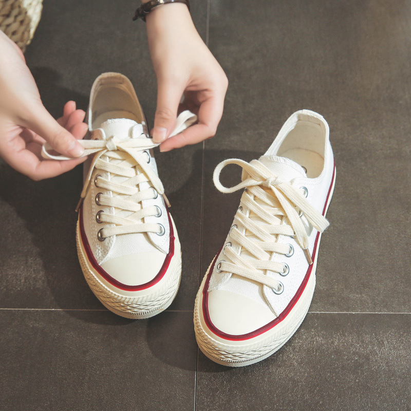 帆布鞋1970s女学生韩版百搭原宿风ins港味复古低帮平底休闲板鞋潮