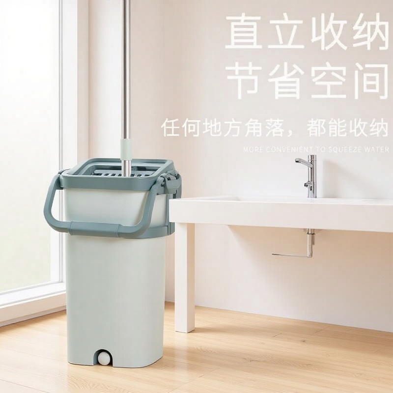 Factory Direct Sale Automatic Dehydration Hands-Free Flat Mop for Wooden Floors, Dual-Use for Dry and Wet Cleaning, with Integrated Mop Bucket for Home Use