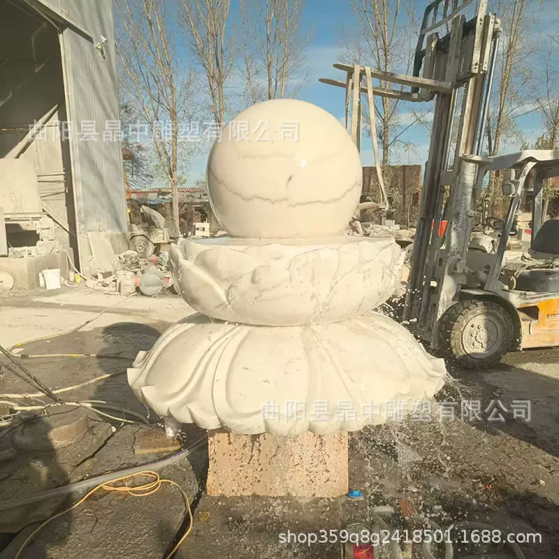 厂家定制石雕喷泉风水球喷水雕塑户外庭院花园假山循环水池流水