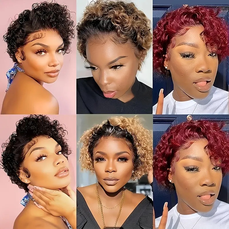 European American Style Short Curly Synthetic Wig Small Synthetic Hair Extension High Temperature Lace Base For Daily Use_voghion.com