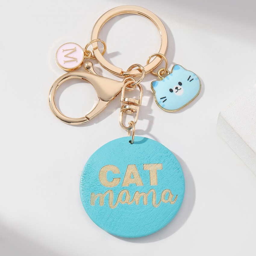 16g Weight Keychain Classification 1 Piece Quantity Casual, Holiday, Daily Occasion Wood Material Mother'S Day Festival Letter, Cat Pattern Unisex Gender Cute Style 1 Piece Letter Cat Keychain Wood Mother'S Day Unisex Cute Keychain 8