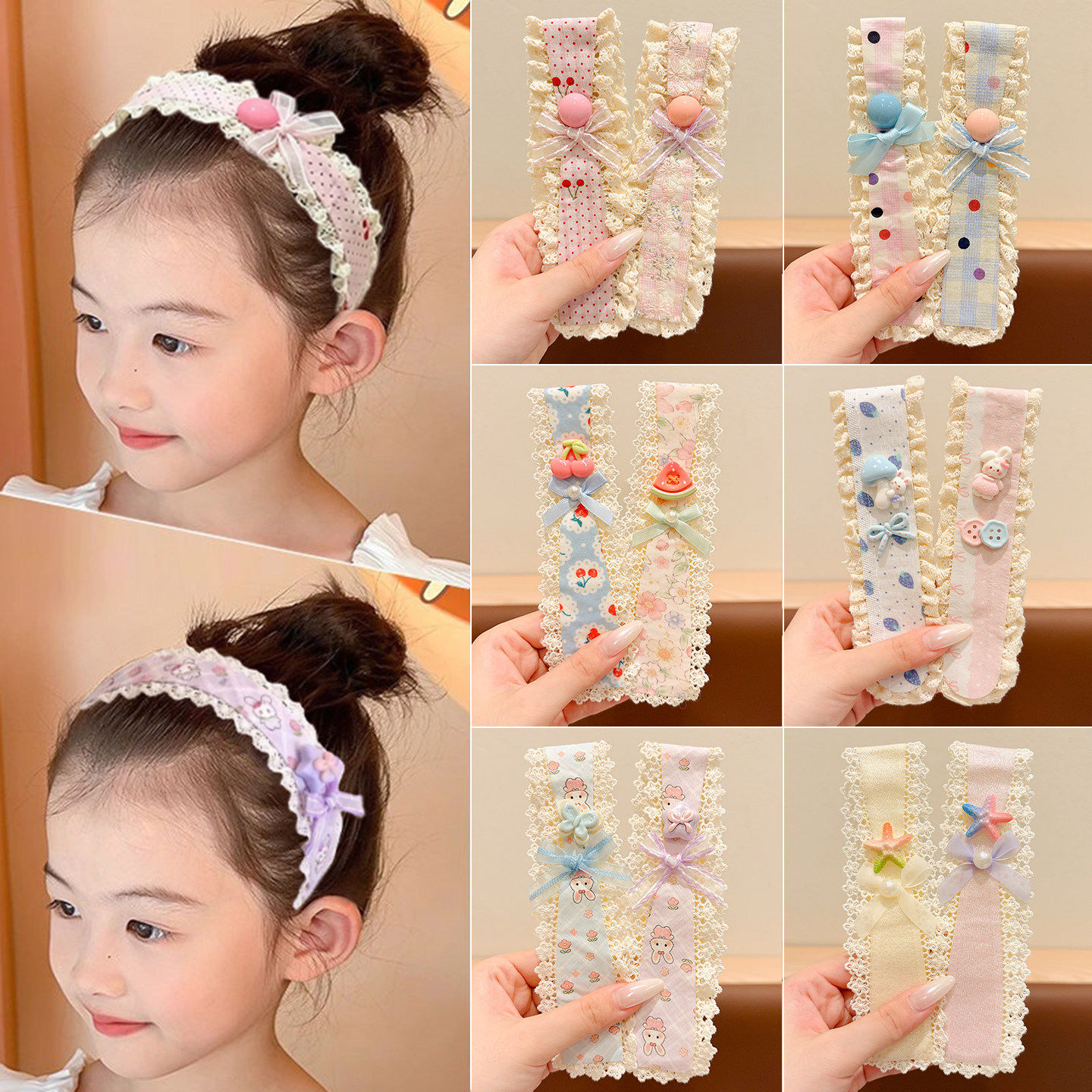 Children's Sweet Wide-Brimmed Velcro Forehead Bangs and Fringe Organizer, Girls' Hair Band and Headband Accessory