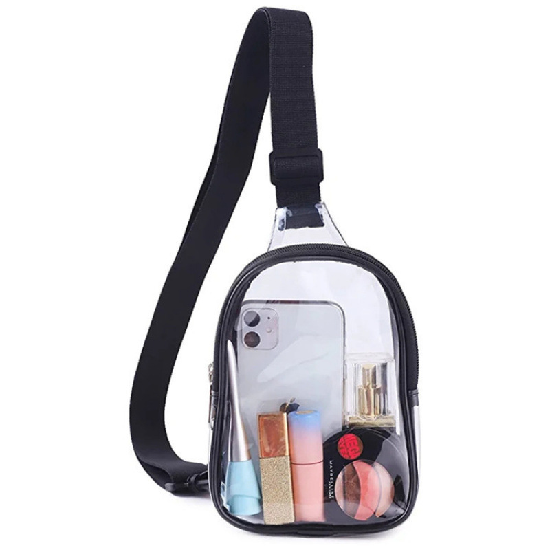 Amazon nuevo bolso de pecho transparente de pvc mini viaje de hombro mochila al aire libre bolsa deportiva impermeable