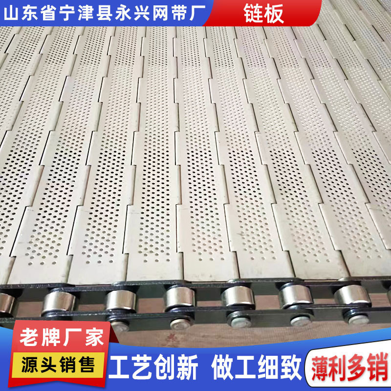 Stainless Steel Chain Plate Food Cleaning and Drying Punching Chain Plate Industrial Ore Waste Iron Heavy-Duty Carbon Steel Chain Plate Conveyor Belt