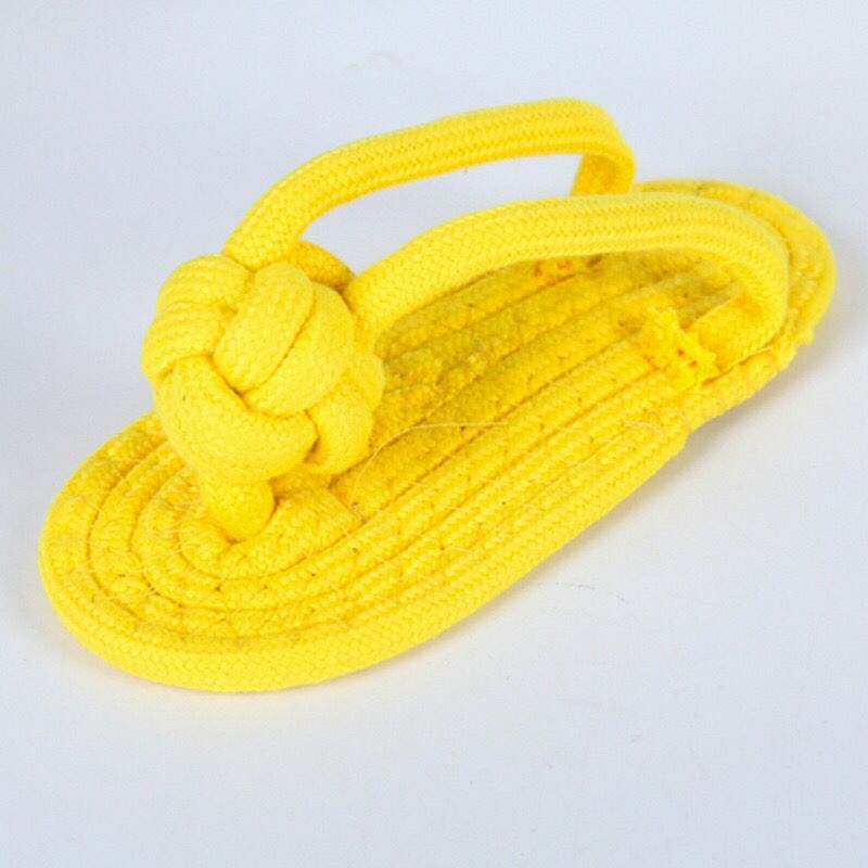Temu venta caliente juguetes para mascotas cuerda de algodón mordida zapatos color caramelo dientes limpios tejidos cuerda de algodón zapatillas fabricantes de juguetes para perros