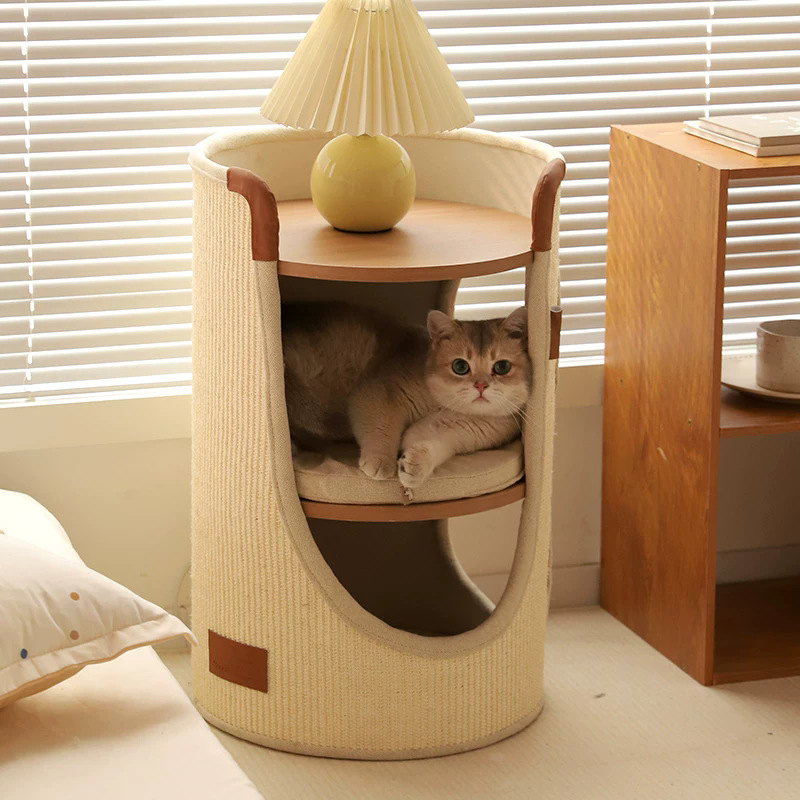 Hoopet gatos nido gatos escalada pequeña casa no ocupa espacio vacaciones romanas cuatro estaciones barriles de seda de doble capa gatos caseros barriles de agarre