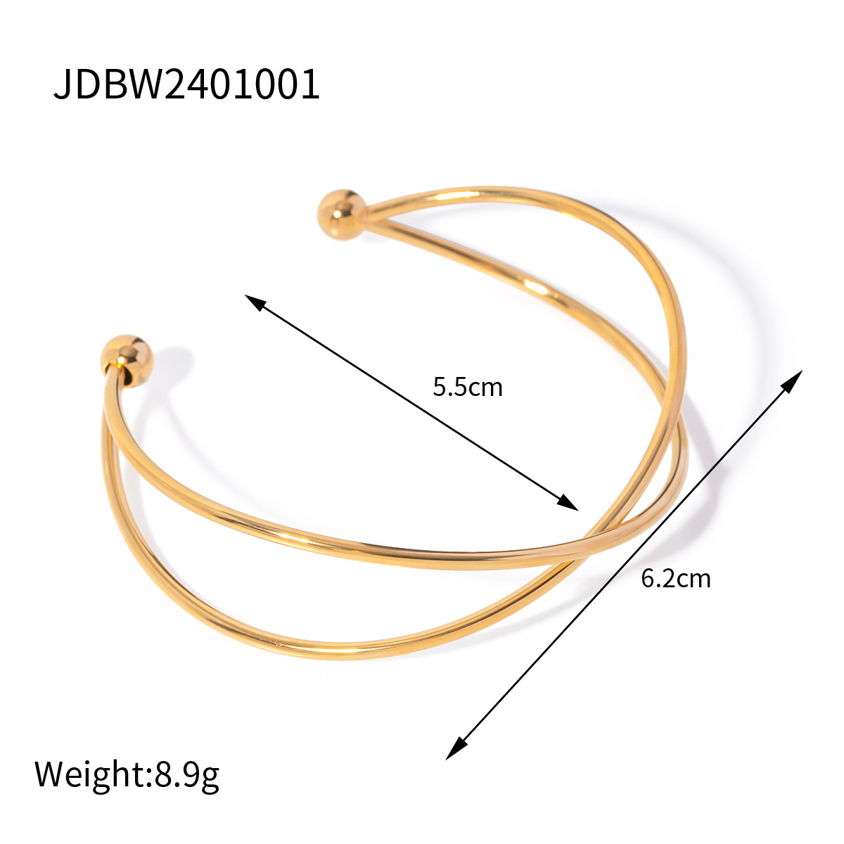 18k oro acero inoxidable línea simple cruzada brazalete de apertura mujer nicho único diseño de línea collar de acero titanio