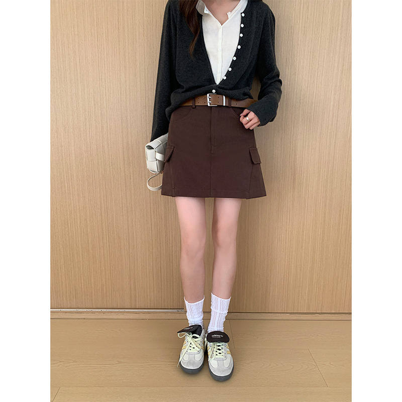 ICC 韩式美学 秋季休闲风工装短裙廓形A字显瘦百搭半身裙新款0816|undefined