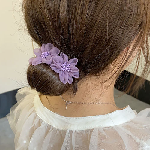 Ball head hair iron spring and summer new mesh three-flower meat ball hair iron flower simple versatile plate