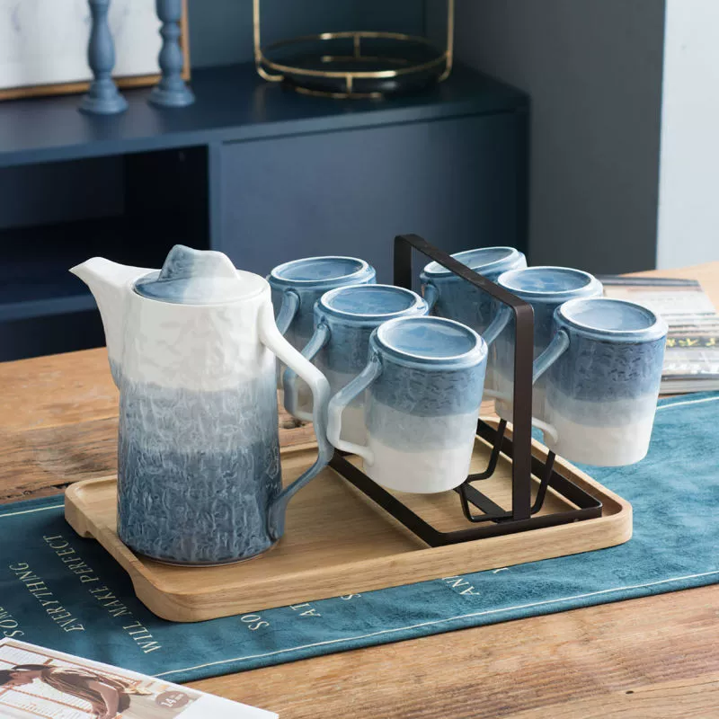 Набор чашек для воды, роскошный набор для воды, доступный для домашнего использования, набор керамических чашек, чайная чашка, скандинавский чайник, набор чашек, устойчивый к высоким температурам, с подстаканником