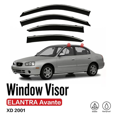 Suitable for Hyundai Elantra, Yuedong, Langdong, Lingdong, Rain and Sun Visors, Elantra Window Visor (Rain shield) - standard-packing-without-logo-elantra-elantra-three-compartment-mk3-xd-2006-2019-pc-silver-bright-window-rainguard