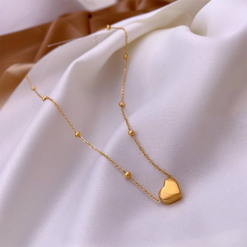 Women's Gender Plating Design Titanium Steel Simple Style Heart Shape Plating Necklace