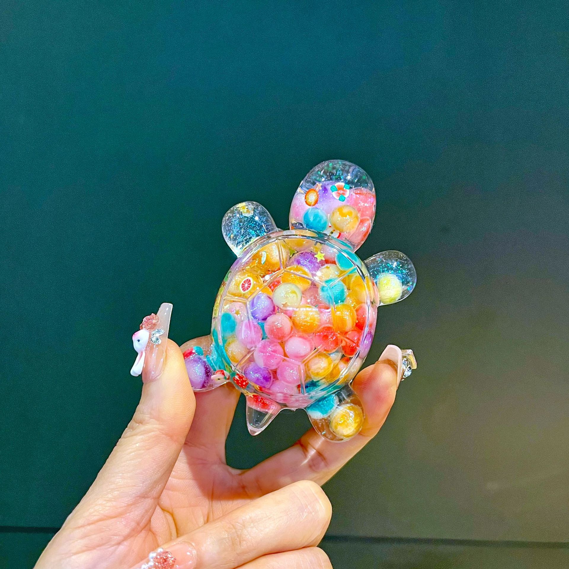 소리 라이브 폭발 큰 거북이 빛나는 퀵 샌드 거북 자동차 데스크탑 오피스 장식품 DIY 보석 조수 놀이