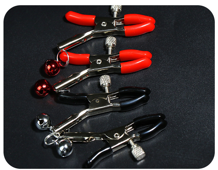 Jiuai Bell Nipple Clamps in Pink, Metal and PVC Body, Adult Couple Sensory Accessory — detail image 12
