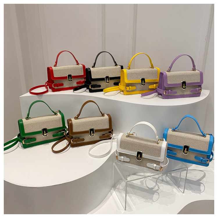 Trendy contrast color stylish ins hand held single shoulder crossbody popular this year 2024 new summer women's small square bag_voghion.com