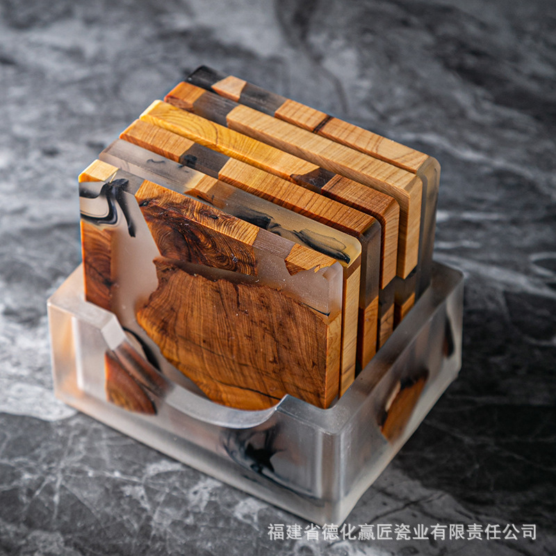 Taza de té de madera japonesa almohadilla de aislamiento térmico de resina simple porta taza junta creativa piezas de ceremonia del té accesorios caseros acantilados cojín de ciprado