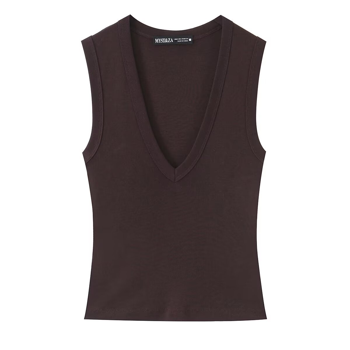 Women's Clothing Women's Sleeveless V Neck Vest T-Shirt Cotton Slim Fit Summer Top Four Colors For Formal & Casual For Women_ecoleips.com