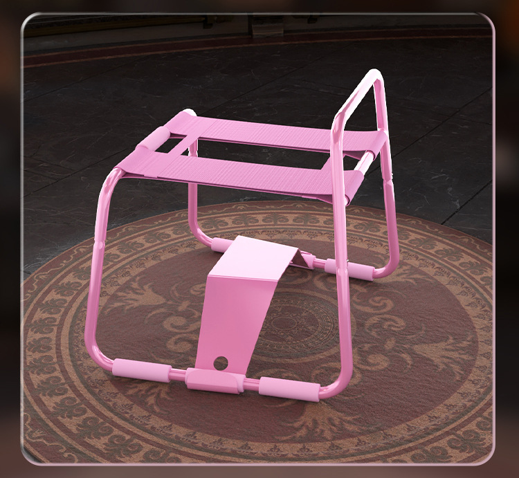 Folding Metal Sex Chair with Elastic Straps for Couples, Black — detail image 17