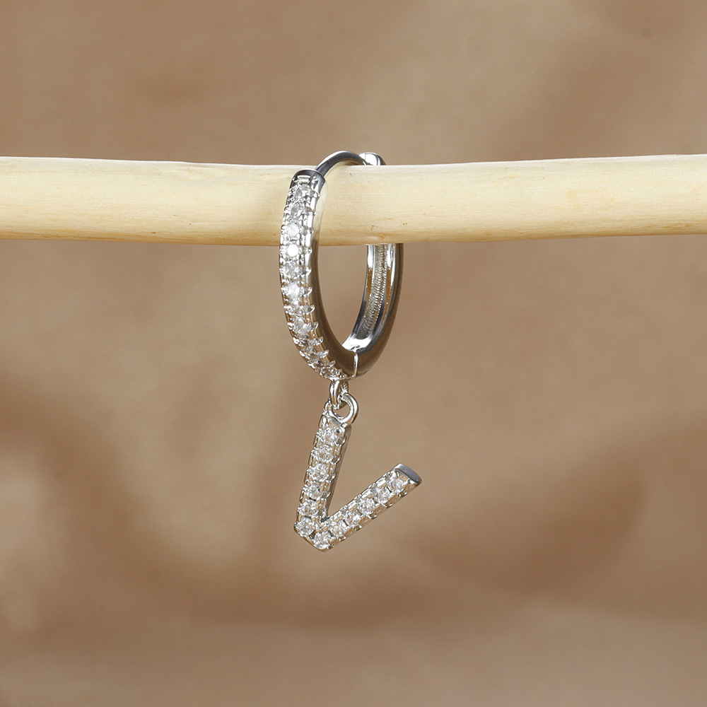 6g Weight Copper Ear Needle Material Zircon Inlay Material Charm Sleeper Hoop Earrings, Drop Earrings Classification 1 Piece Quantity Daily Occasion Copper Material Letter Pattern Unisex Gender Plating Design Casual Style 1 Piece Casual Letter Plating Copper Zircon Drop Earrings 44