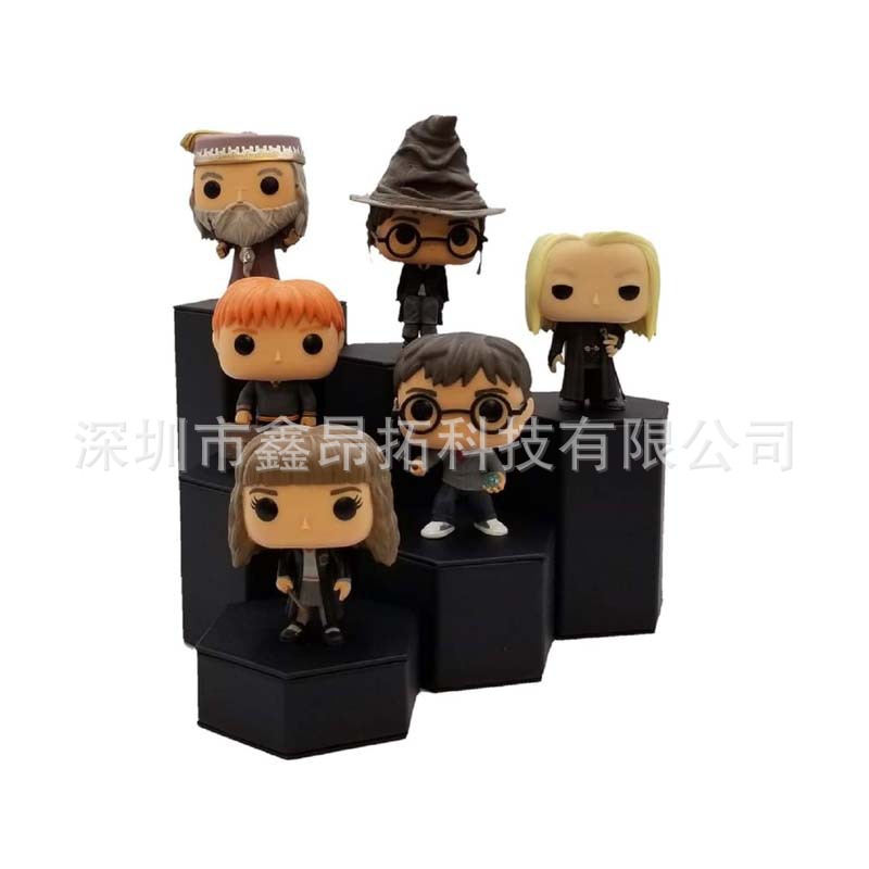 六边形展示盒无底黑色亚克力玩具手办公仔展示架玩偶收纳盒