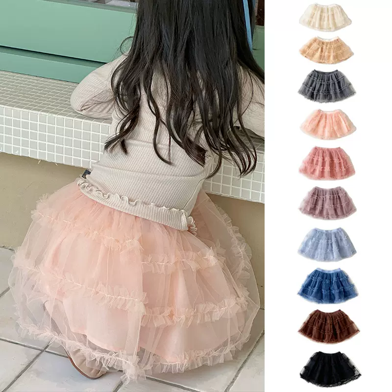 女童短裙2025夏季新款洋气女孩子蓬蓬裙百搭时尚宝宝半身裙网纱裙