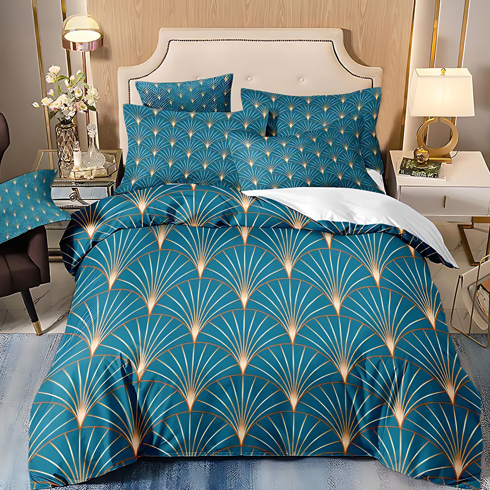 TEMU / JIT comercio exterior solo para transfronterizos set de edredón azul set de ropa de cama para diseñar