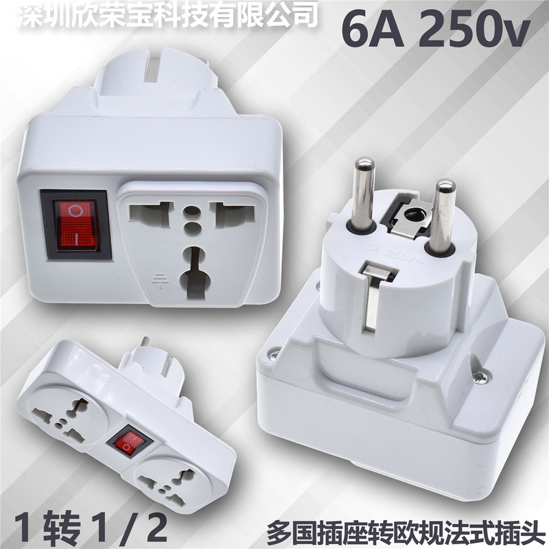 Multi-Country Socket to European Plug Power Converter France, German, Russia, Travel Abroad to Charge to Plug