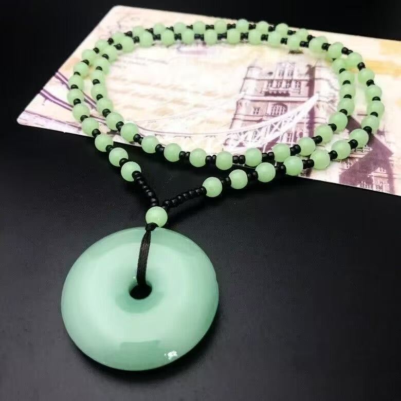 Nuevo jade sonriente ligero budismo guanyin dragón marca festival alto collar suéter cadena colgante lugar escénico joyas regalos