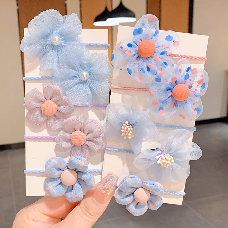 Children's Cute Flowers Rubber Band Girls' Baby Head Flower Female Headdress Bowknot Hair Ring Hair Tie for Girl Hair Accessories