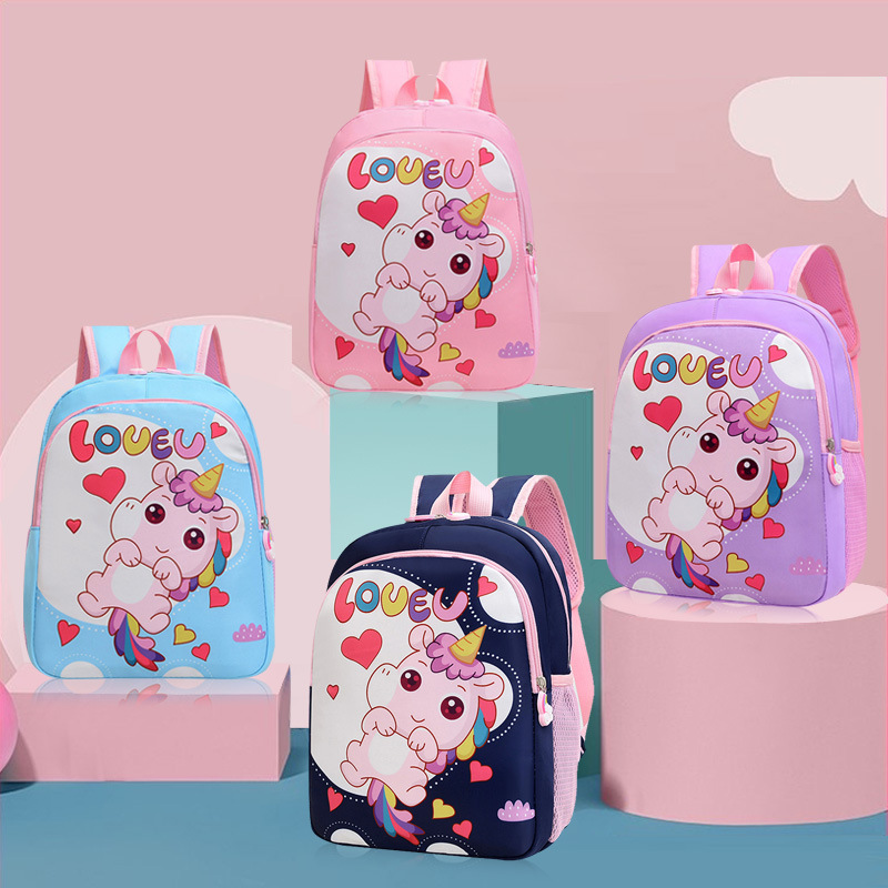 Mochila infantil transfronteriza de aspecto alto de 2 a 7 años 2023 nueva mochila de jardín de infantes para niñas unicornio para la temporada escolar