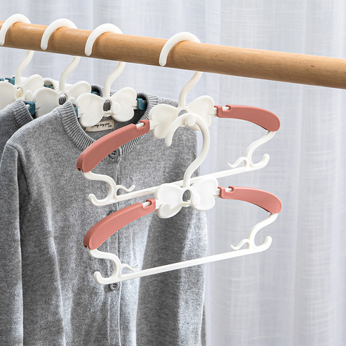 10-pack retractable children's clothes hanger baby household multi-functional traceless baby clothes support child clothes drying rack