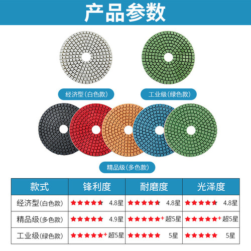 Water-grinding stone polishing sheet marble granite quartz stone renovation angle grinder polishing sheet 3/4 inch 100mm