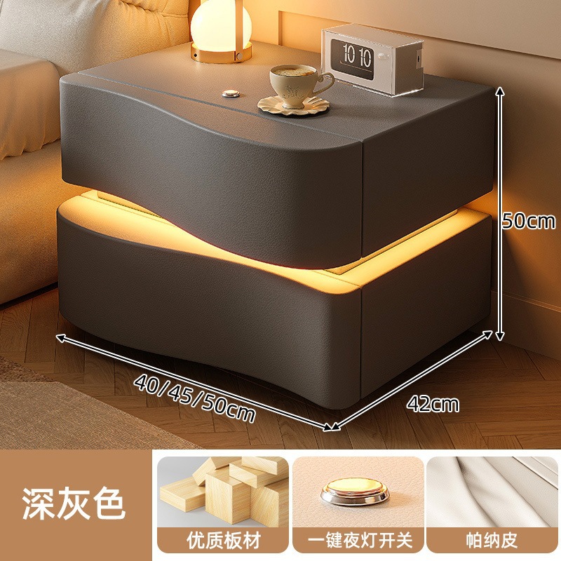 Mesita de noche de madera maciza de estilo crema, dormitorio doméstico moderno y simple, estante de gabinete de almacenamiento pequeño, creativo 2023 nuevo