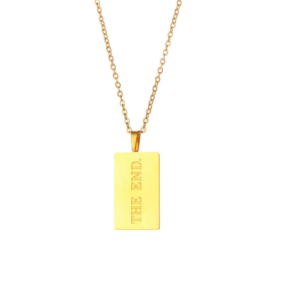 Retro Letter Square Stainless Steel Necklace Plating Stainless Steel Necklaces