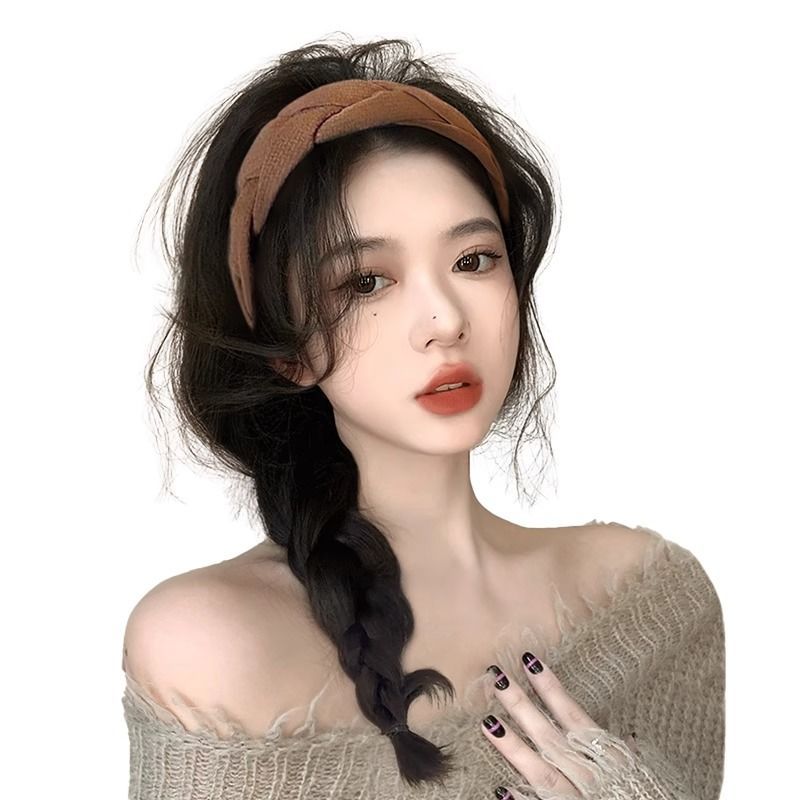 Pelo banda peluca integrada moda peluca mujer Pelo Largo alto cráneo superior pelo artificial completo cabello humano natural Internet celebridad cubierta completa de la cabeza