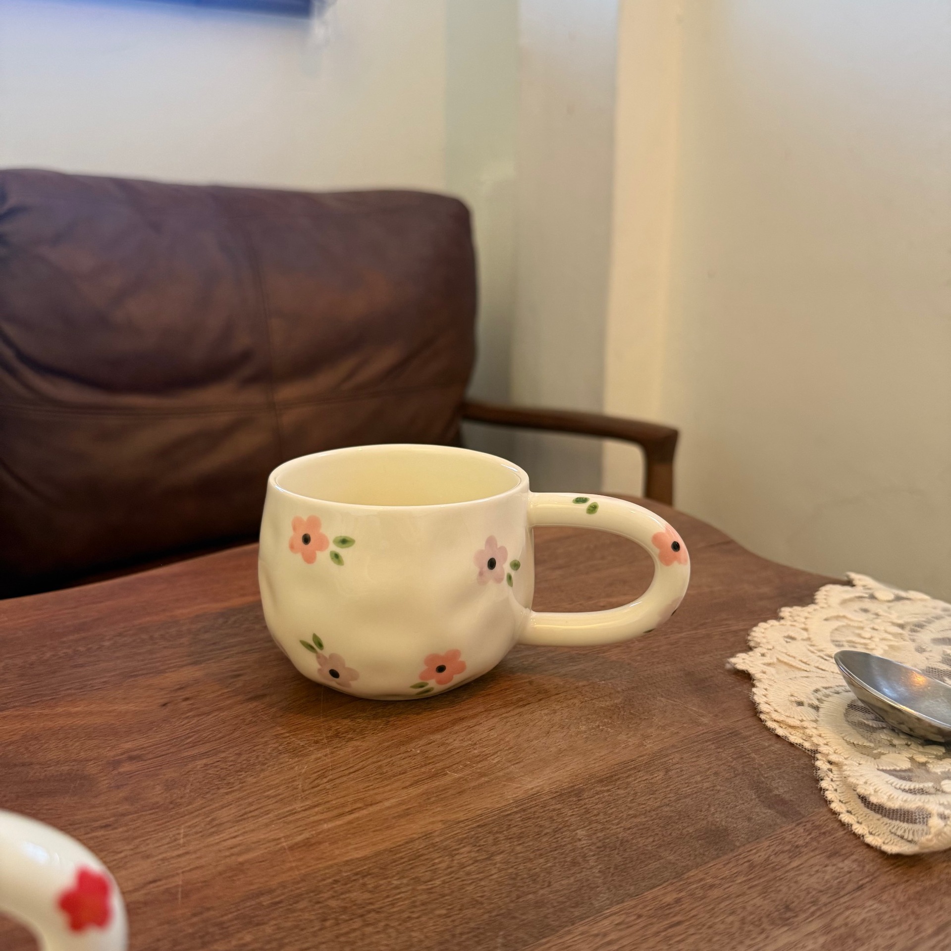 Navidad francesa retro pinza de mano pura pintada a mano taza de café de cerámica plato de alto valor plato de postre de té de la tarde