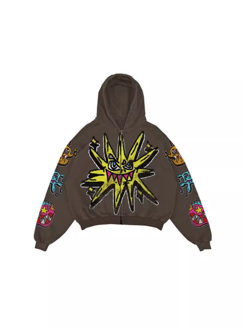 Men's Clothing European And American Trendy Brand Sweatshirt 3D Digital Printing Y2K Retro Unisex Loose Hoodie Sweatshirt_viptrois.com