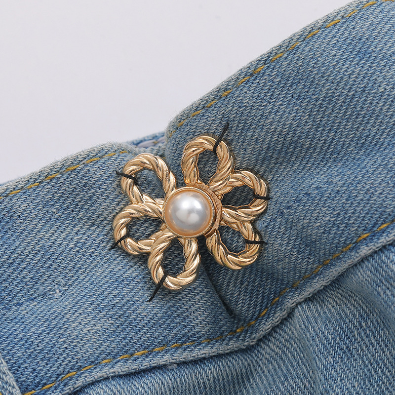 Botón de cintura de seis pétalos desmontable, botón de cintura sin clavos, cintura reducida, cintura de flores