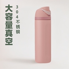 圣诞红弹跳双饮真空锁温杯304不锈钢大容量户外旅行便携水壶